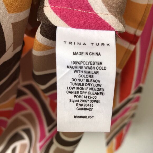 Trina Turk Dawn Top Womens Large Retro Stripe Mod 60s 70s Colorful Disco Party - Picture 7 of 11